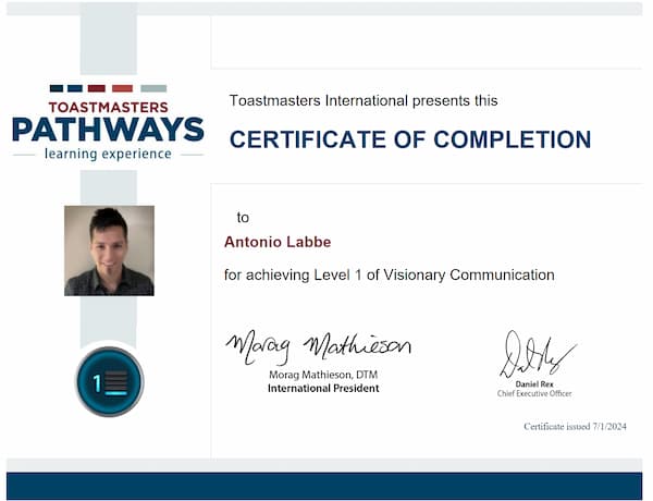Antonio level 1 cert