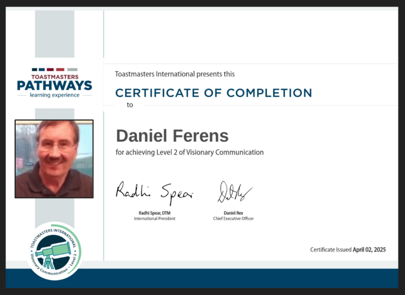 Dan Ferens certificate